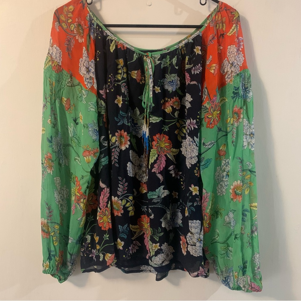 NWT Johnny Was Jade mixed floral Hortencia blouse M